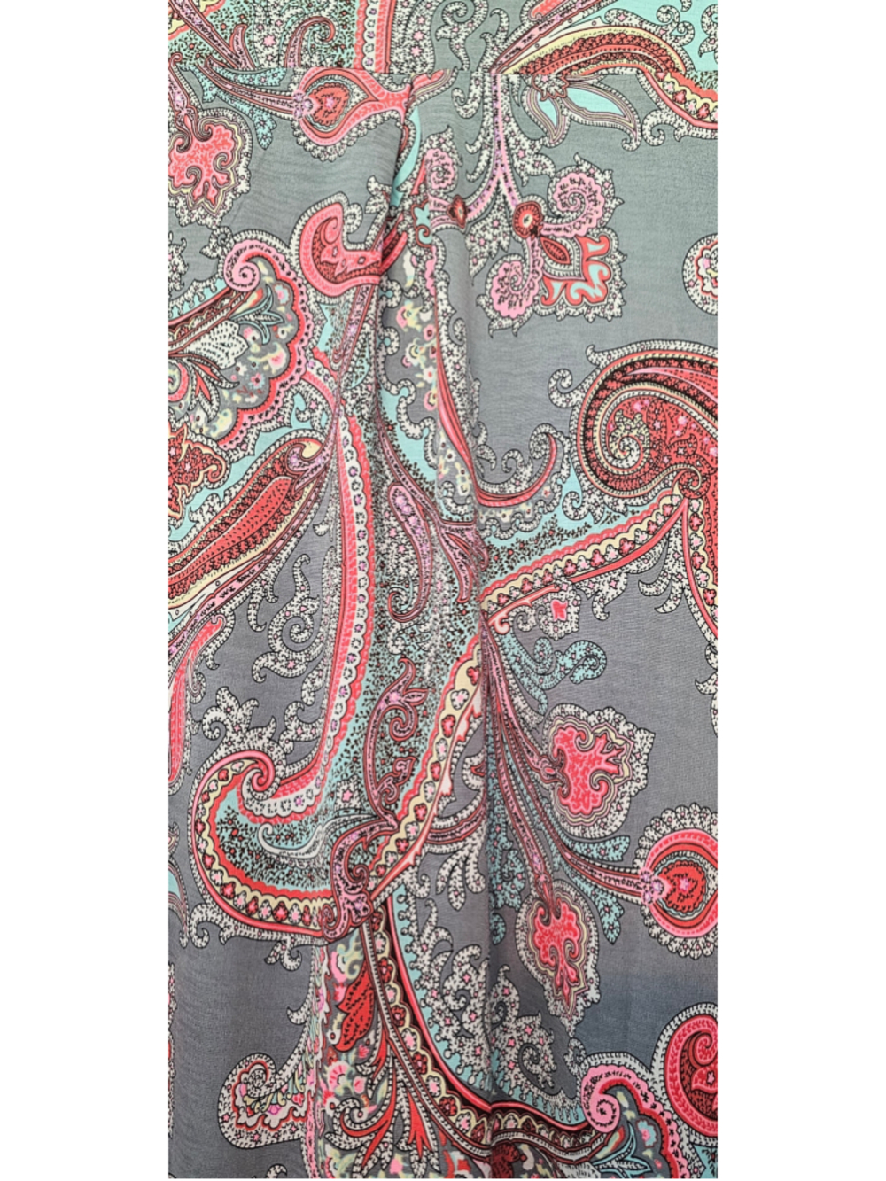 Women's Dear Scarlett Paisley Open Front Cardigan Size M Grey Pink - Picture 3 of 3